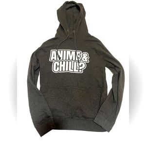 Anime And Chill Gray Hoodie SZ Small Delta Fleece